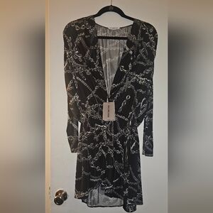 Balenciaga Black and White Chain Print Dress
